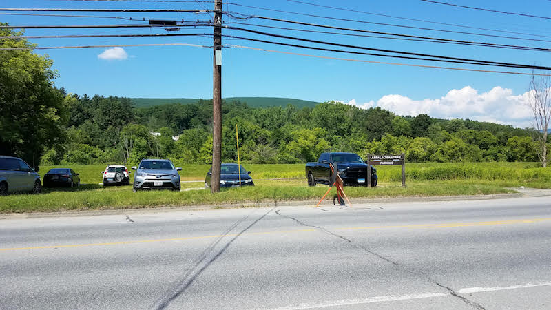 mm 0.0 New (2019) Appalachian Trail  parking area on MA 2 in North Adams.  This is across the street from the Greylock Community Center.  Courtesy daveackerson@yahoo.com